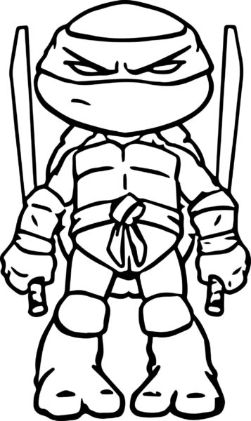 Hình vẽ đơn giản Ninja rùa cho bé tập tô