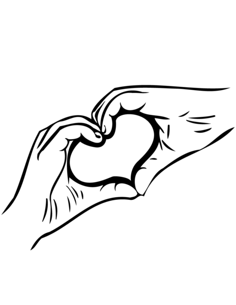 Hình vẽ hai bàn tay chụm vào nhau tạo thành hình trái tim