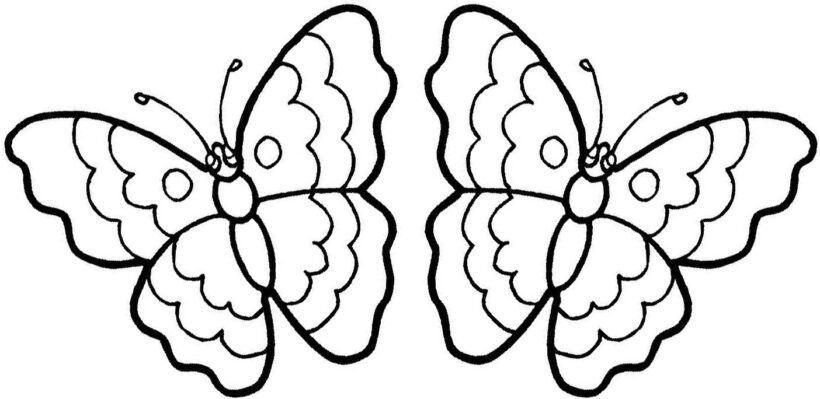 Hình vẽ hai con bướm cho bé tập tô