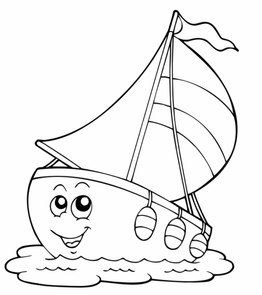 Hình vẽ hoạt hình thuyền cho bé tập tô