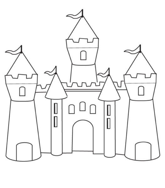 Hình vẽ lâu đài đơn giản cho bé tập tô