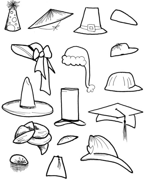 Hình vẽ những cái mũ cho bé tập tô