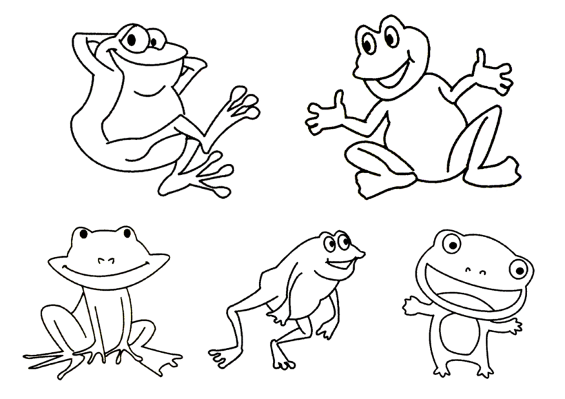 Hình vẽ những con ếch cho bé tô màu
