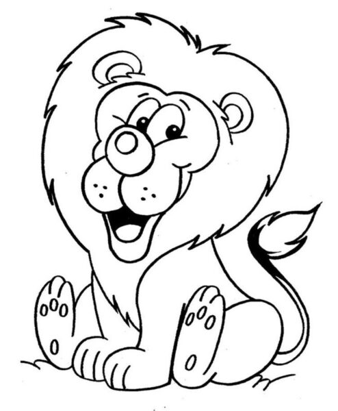 Hình vẽ sư tử ngộ nghĩnh cho bé tô màu