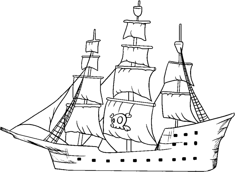 Hình vẽ thuyền cho bé tập tô