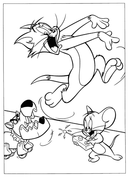 Hình vẽ Tom and Jerry và con chó robot