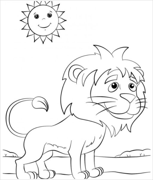 Hoạt hình sư tử và mặt trời cho bé tập tô