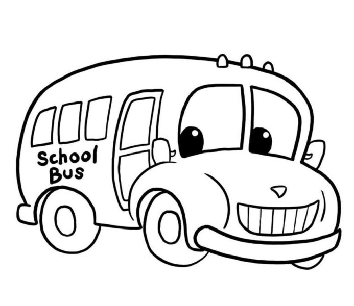 Mẫu hoạt hình xe buýt cho bé tô màu
