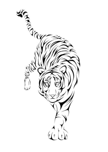 Mẫu tranh tô màu con hổ cho bé tập tô