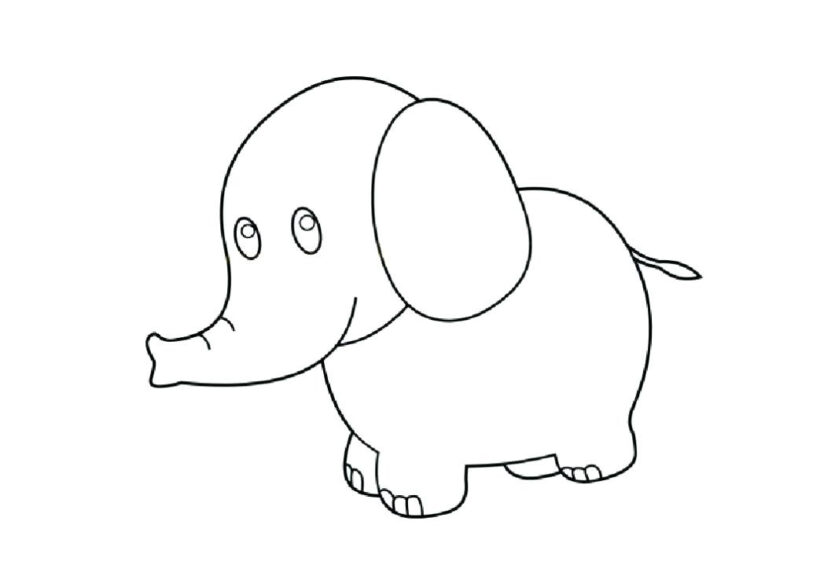 Mẫu tranh tô màu con voi cho bé tập tô