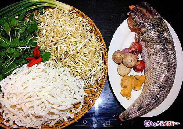 nguyên liệu nấu bánh canh cá lóc