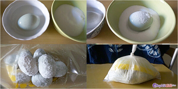 thực hiện làm trứng muối khô