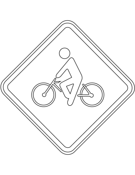Tranh tô màu biển báo giao thông dành cho người đi xe đạp