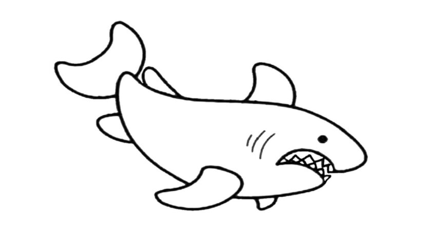 Tranh tô màu cá mập hình vẽ đơn giản cho bé tập tô
