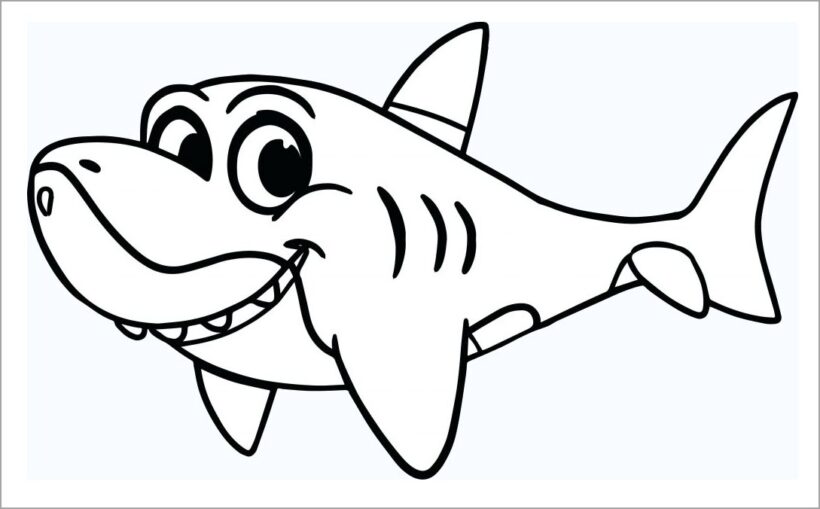 Tranh tô màu cá mập hoạt hình