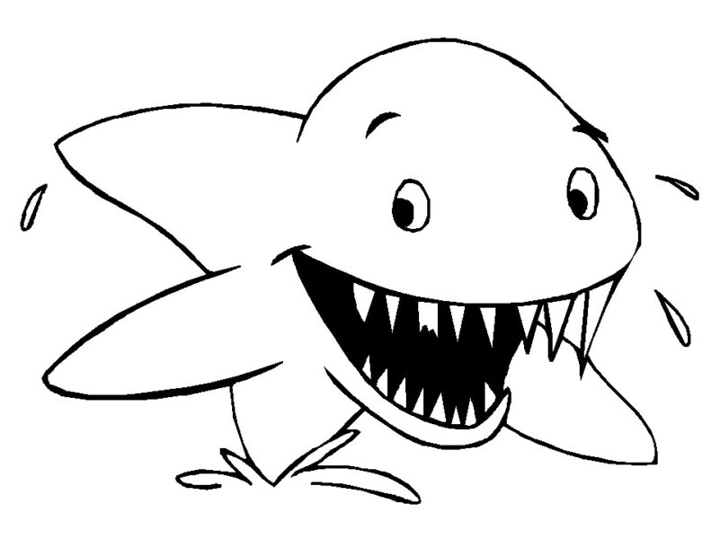 Tranh tô màu cá mập với hàm răng sắc nhọn