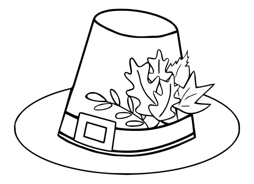 Tranh tô màu cái mũ có gắn những chiếc lá