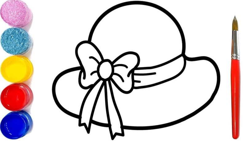 Tranh tô màu cái mũ vành tròn buộc nơ cho con gái