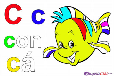 Tranh tô màu chữ cái hình chữ c và con cá