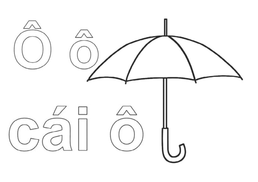 Tranh tô màu chữ cái hình chữ ô và cái ô