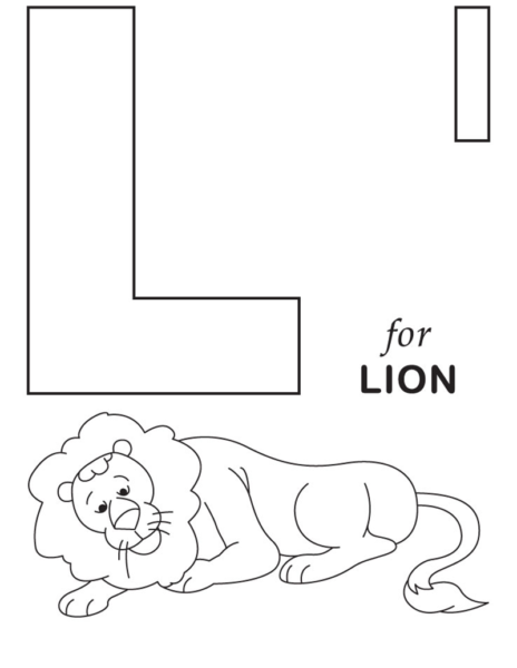 Tranh tô màu chữ L và con sư tử