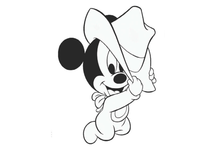 Tranh tô màu chuột Mickey đội mũ