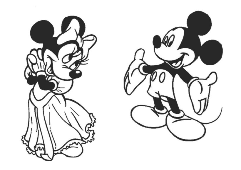 Tranh tô màu chuột Mickey và bạn gái chuột
