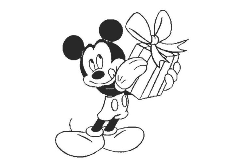 Tranh tô màu chuột Mickey và hộp quà