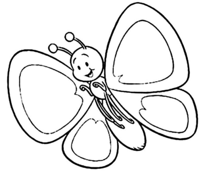 Tranh tô màu con bướm hoạt hình dễ thương
