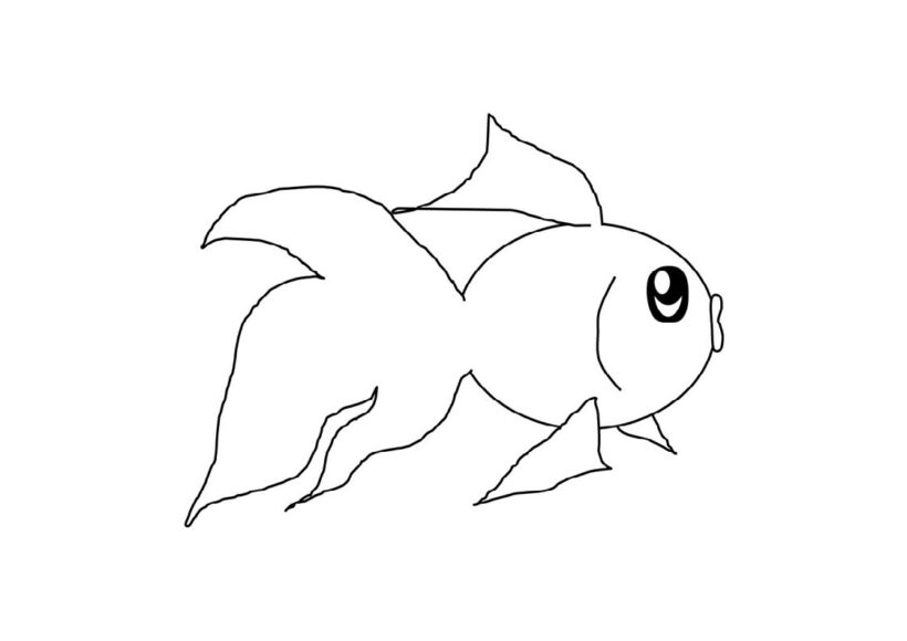 Tranh tô màu con cá vàng hình vẽ đơn giản