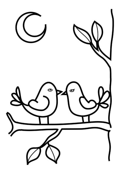 Tranh tô màu con chim hình vẽ đơn giản