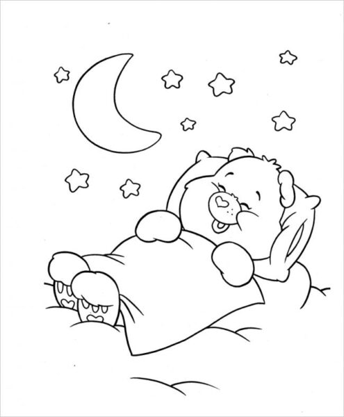 Tranh tô màu con gấu đang ngủ