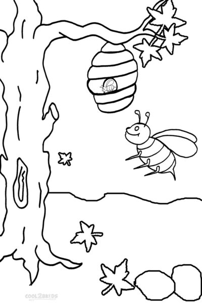 Tranh tô màu con ong bay về tổ