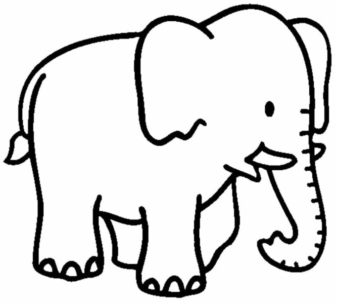 Tranh tô màu con voi hình vẽ đơn giản