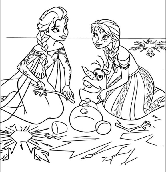 Tranh tô màu công chúa Anna và chị gái Elsa