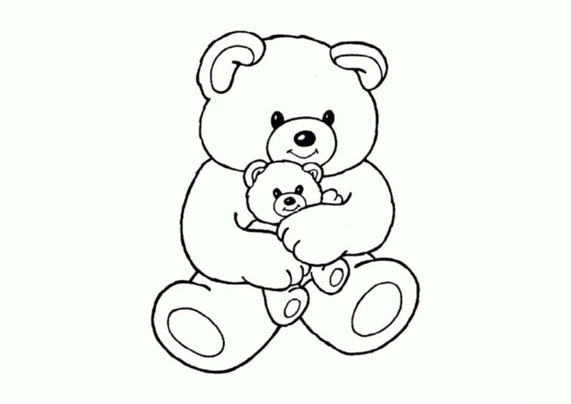 Tranh tô màu gấu mẹ ôm gấu con