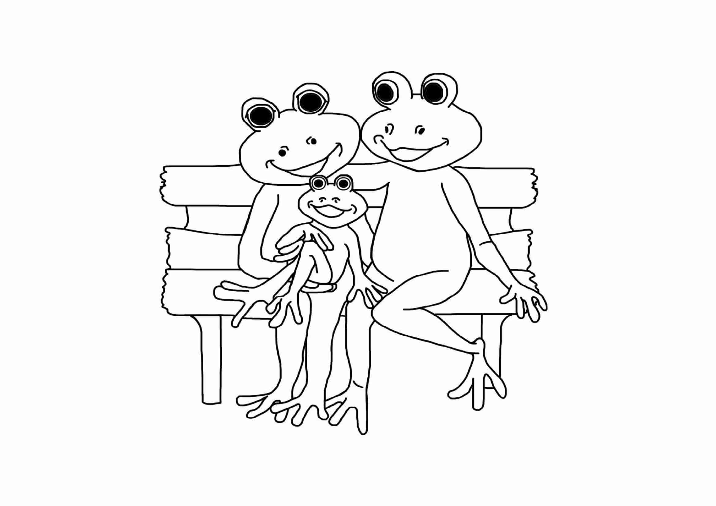 Tranh tô màu gia đình nhà ếch