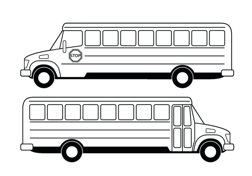 Tranh tô màu hai chiếc xe buýt ngược chiền nhau
