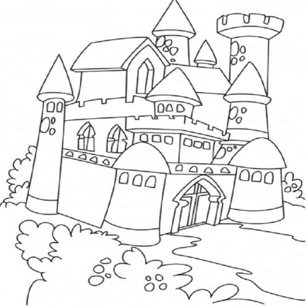 Tranh tô màu lâu đài hình vẽ đơn giản
