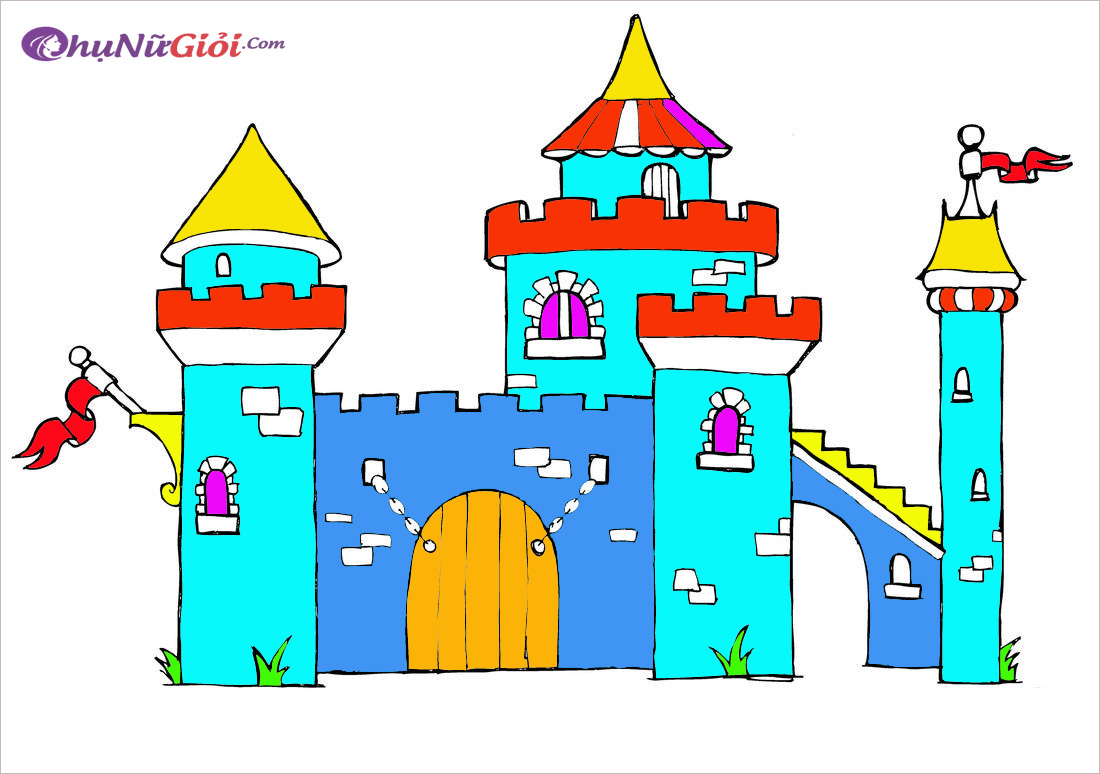 Tranh tô màu lâu đài uy nghi, tráng lệ cho bé tập tô