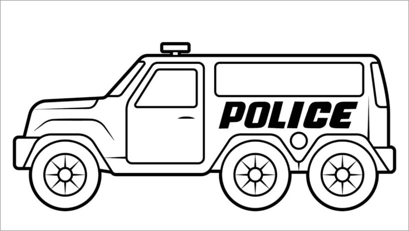 Tranh tô màu phương tiện giao thông hình xe cảnh sát