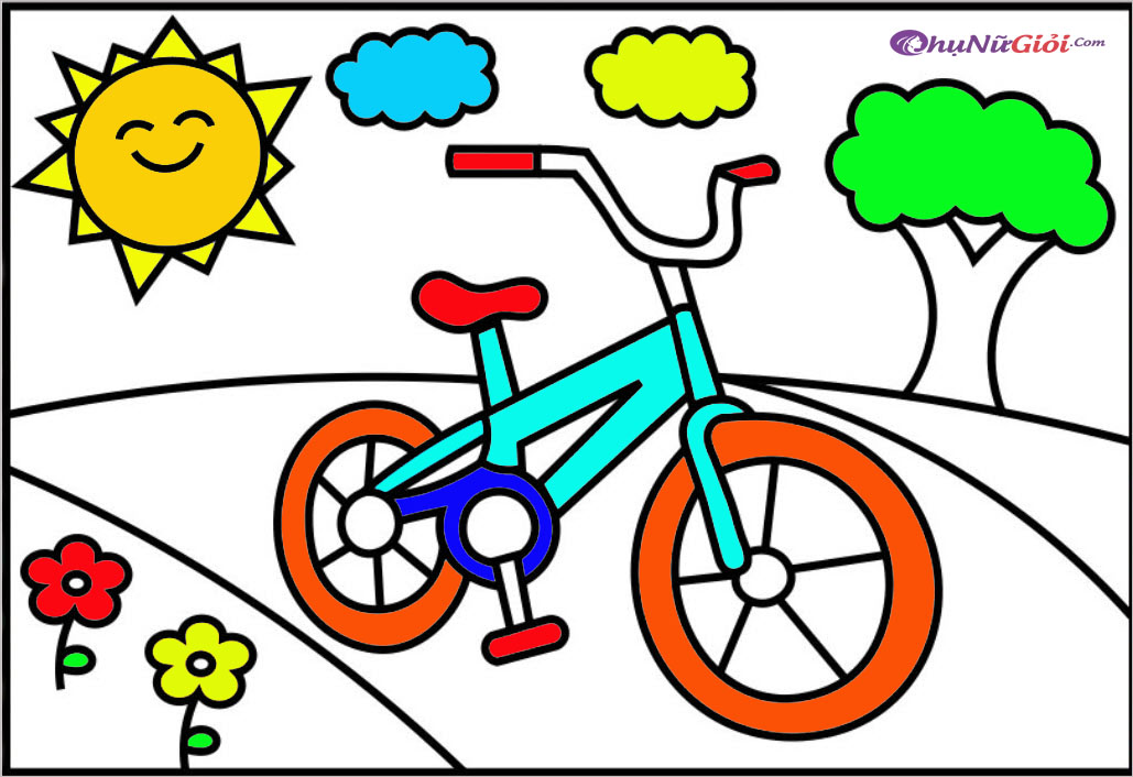 Tranh tô màu xe đạp cho bé  Bộ sưu tập mẫu tranh tô màu bé đi xe đạp đẹp  nhất cho các bé  Tranh tô màu  YopoVn  DIỄN