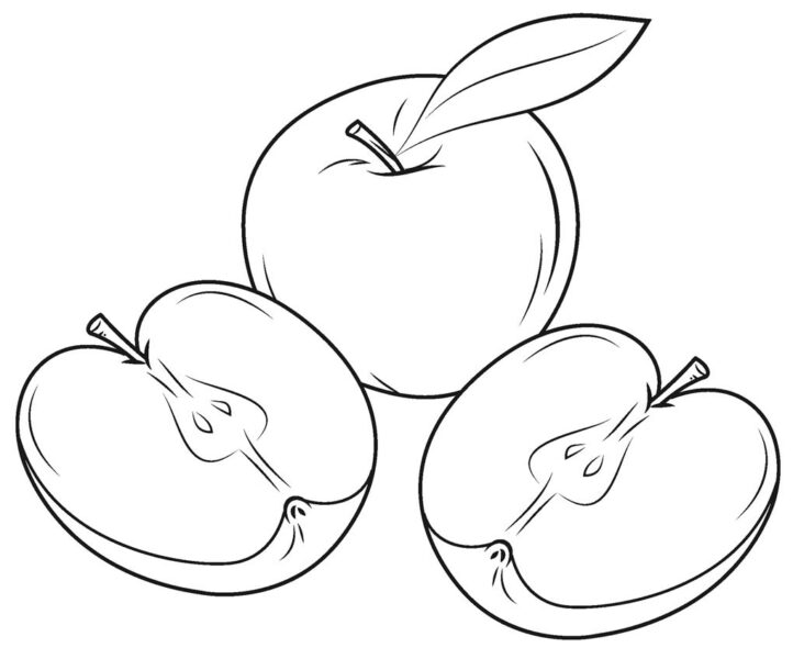Tranh tô màu quả táo được bổ đôi