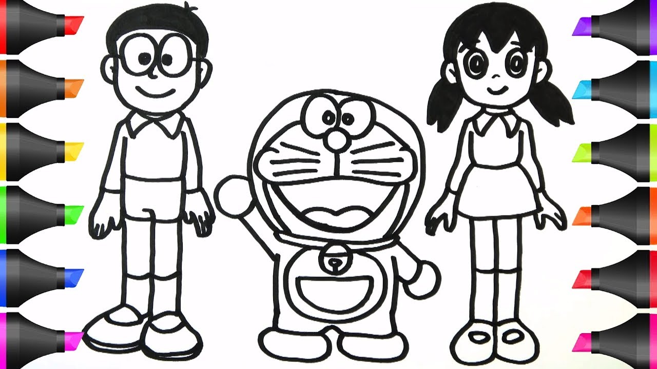 Hướng Dẫn Vẽ Doraemon Nobita Shizuka Bằng Bút Chì Và Màu Nước