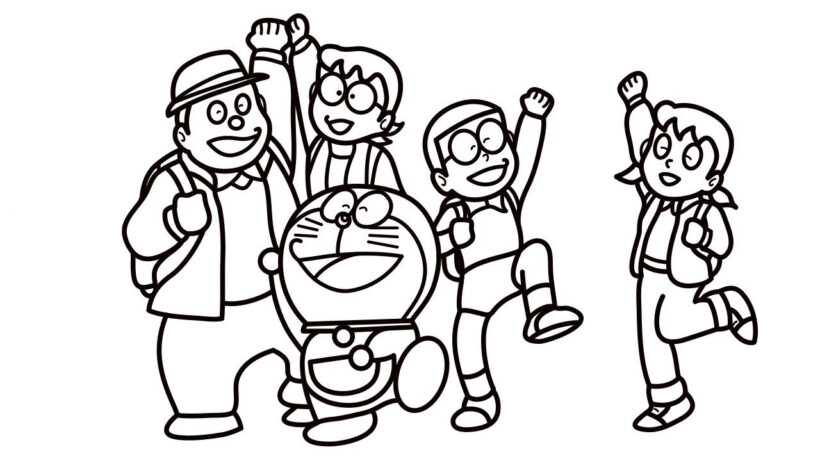 Tranh tô màu Shizuka và gia đình Nobita
