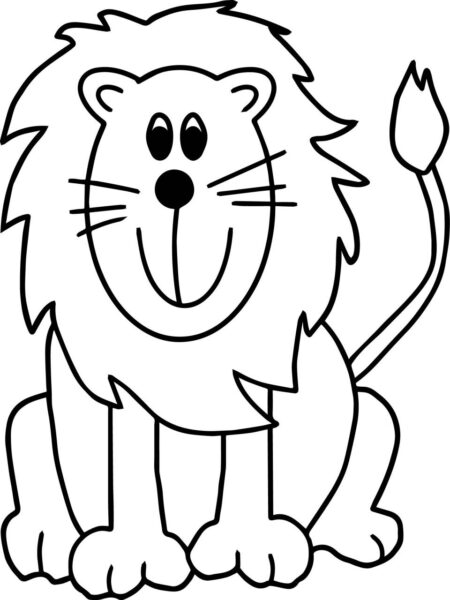 Tranh tô màu sư tử hình vẽ đơn giản cho bé tập tô