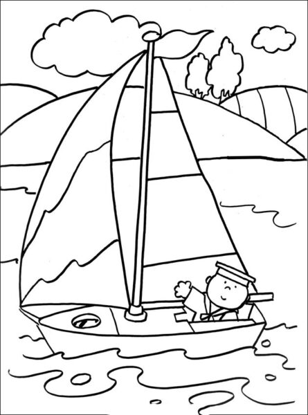 Tranh tô màu thuyền buồm hải quan