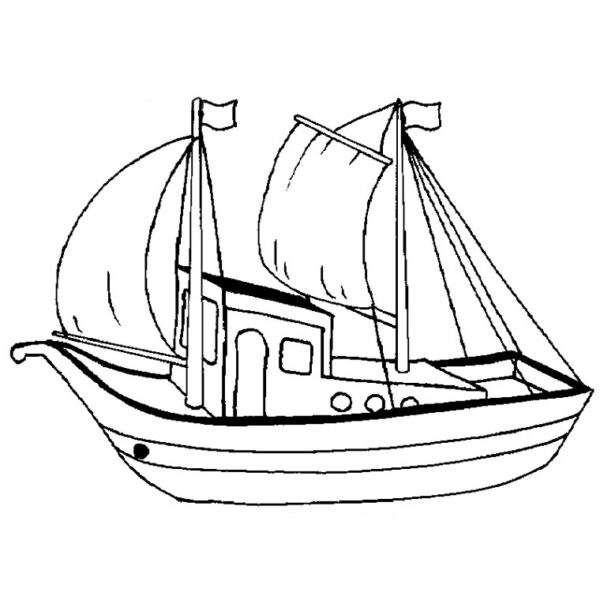 Tranh tô màu thuyền buồm hình vẽ đơn giản
