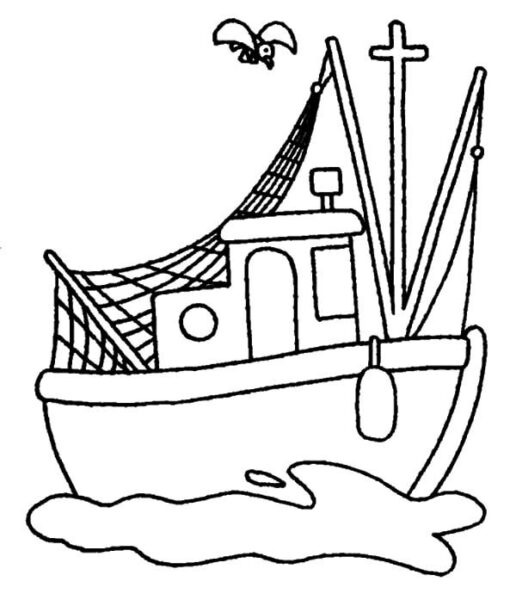 Tranh tô màu thuyền đánh cá