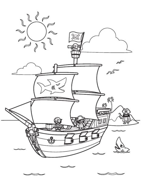 Tranh tô màu thuyền hải tặc